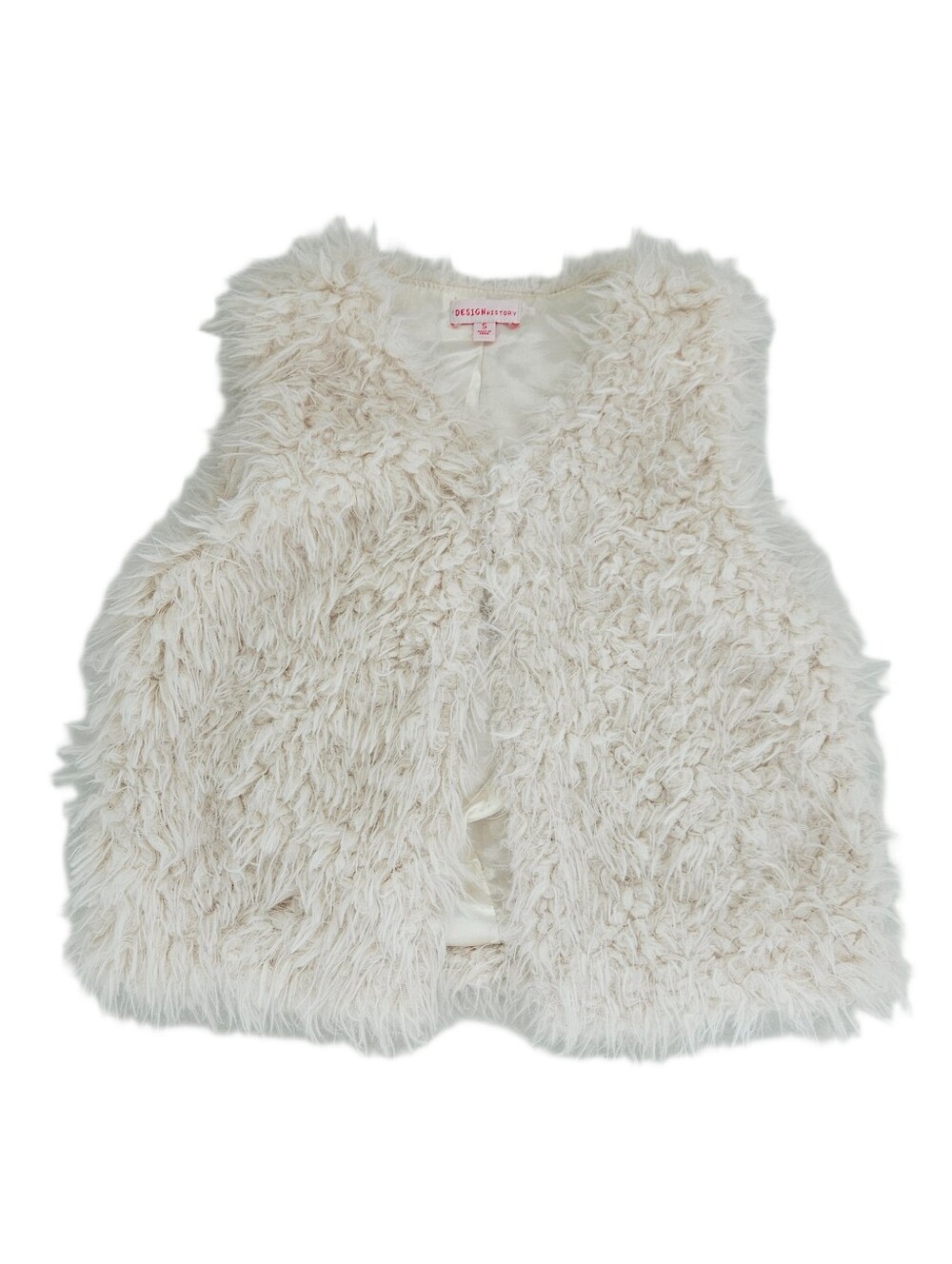 Design History Ivory Faux Fur Vest Girls Small